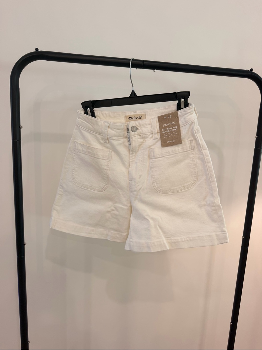 Madewell Cream High-Rise Shorts